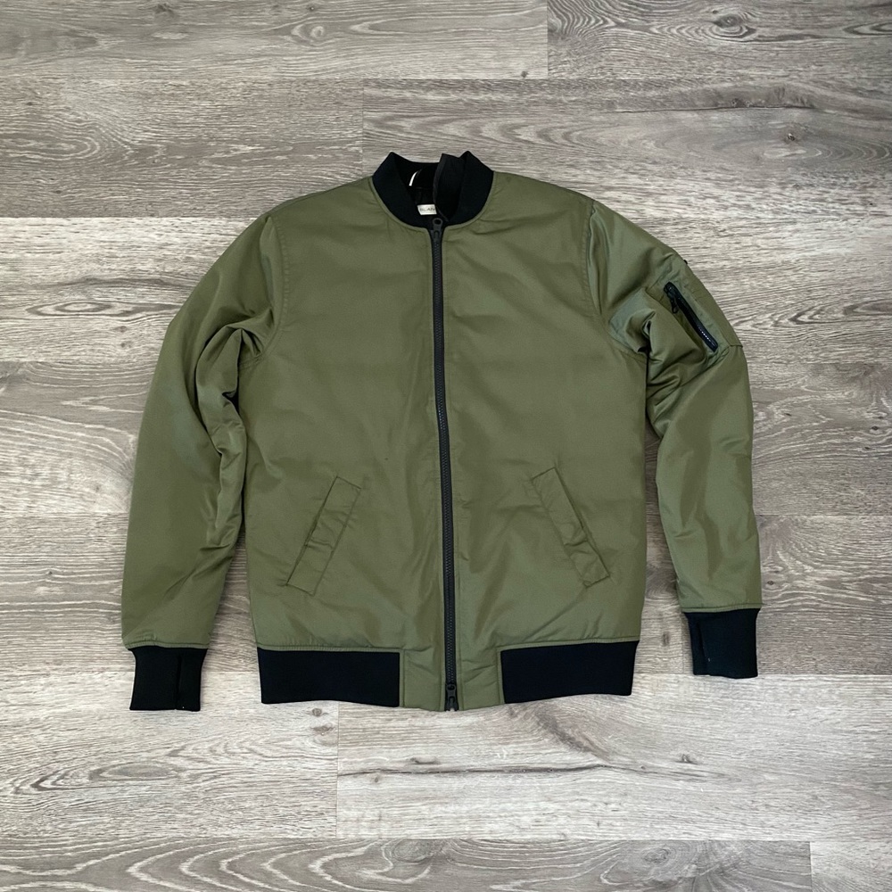 RARE Blanc Noir Army Green Zip front bomber jacket